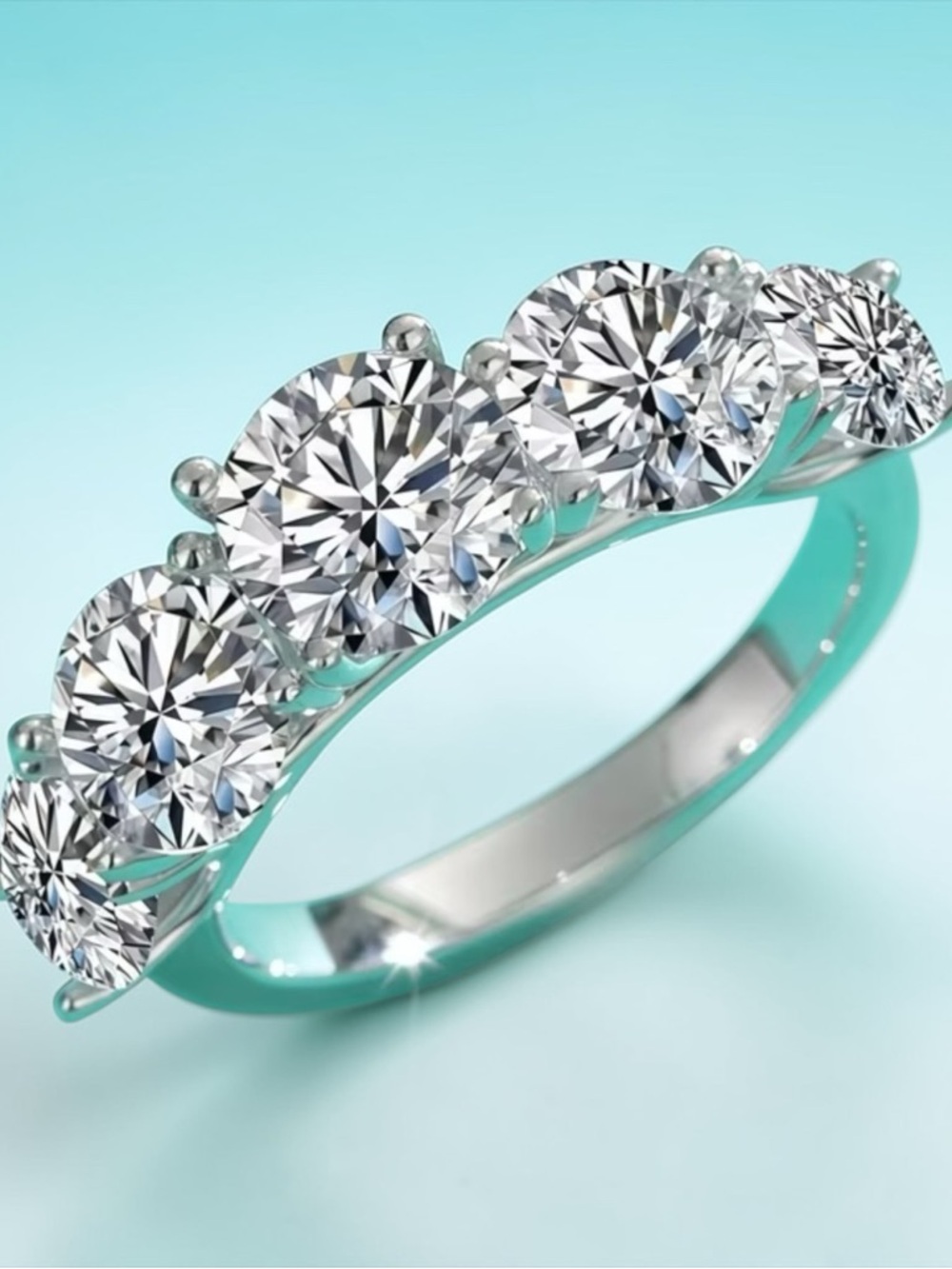 MOISSANITE 3.6ctw (5) Stone Band Ring 18K White Gold